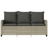 Trivietė sodo sofa su pagalvėlėmis ir staliuku, šviesiai pilka