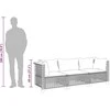 Trivietė sodo sofa su pagalvėlėmis, juodos spalvos, poliratanas