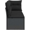 Trivietė sodo sofa su pagalvėlėmis, juodos spalvos, poliratanas