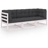 Trivietė sodo sofa su pagalvėlėmis, pušies medienos masyvas