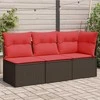 Sodo sofa su pagalvėlėmis, 3 sėdimos vietos, ruda, polirotangas