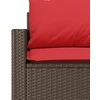 Trivietė sodo sofa su pagalvėlėmis, ruda, poliratanas