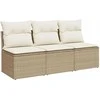 Trivietė sodo sofa su pagalvėlėmis, smėlio spalvos, poliratanas