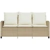 Trivietė sodo sofa su staliuku ir pagalvėlėmis, smėlio spalvos