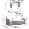 Trivietė sodo sofa su staliuku ir pagalvėlėmis, smėlio spalvos