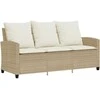 Trivietė sodo sofa su staliuku ir pagalvėlėmis, smėlio spalvos