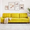 Trivietė sofa, geltonos spalvos, 210cm, aksomas