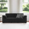 Trivietė sofa, juoda, 220x77x82 cm, aksomas