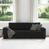 Trivietė sofa, juoda, 220x77x82 cm, audinys