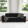 Trivietė sofa, juoda, 220x78x80 cm, aksominė