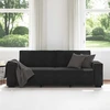 Trivietė sofa, juoda, 220x78x84 cm, aksominė