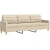 Trivietė sofa, kreminės spalvos, 210cm, audinys