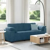 Trivietė sofa, mėlyna, 220x77x82 cm, aksomas
