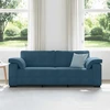 Trivietė sofa, mėlyna, 220x77x82 cm, aksomas