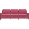 Trivietė sofa, raudonojo vyno spalvos, 210cm, aksomas