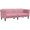 Trivietė sofa, rožinės spalvos, aksomas