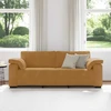 Trivietė sofa, ruda, 220x77x82 cm, aksominė