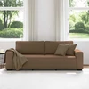 Trivietė sofa, ruda, 220x77x82 cm, audinys