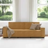 Trivietė sofa, ruda, 220x78x84 cm, aksominė