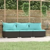 Lauko baldų komplektas Trivietė sofa su pagalvėlėmis, juodos spalvos, poliratanas