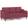 Trivietė sofa su pagalvėlėmis, raudonojo vyno, 180cm, audinys