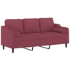 Trivietė sofa su pagalvėlėmis, raudonojo vyno, 180cm, audinys