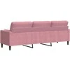 Trivietė sofa su pagalvėlėmis, rožinės spalvos, 210cm, aksomas