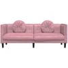 Trivietė sofa su pagalvėlėmis, rožinės spalvos, aksomas