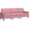 Trivietė sofa su pagalvėlėmis, rožinės spalvos, 210cm, aksomas