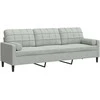 Trivietė sofa su pagalvėlėmis, šviesiai pilka, 210cm, aksomas