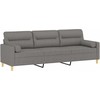 Trivietė sofa su pagalvėmis, tamsiai pilka, 210cm, audinys
