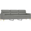 Trivietė sofa su pagalvėmis, tamsiai pilka, 210cm, audinys