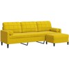Trivietė sofa su pakoja, geltona, 210cm, aksomas