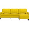 Trivietė sofa su pakoja, geltona, 210cm, aksomas