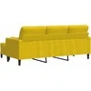 Trivietė sofa su pakoja, geltonos spalvos, 180cm, aksomas