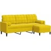 Trivietė sofa su pakoja, geltonos spalvos, 180cm, aksomas
