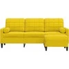 Trivietė sofa su pakoja, geltonos spalvos, 180cm, aksomas