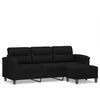Trivietė sofa su pakoja, juoda, 180cm, mikropluošto audinys