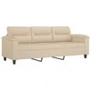 Trivietė sofa su pakoja, kreminė, 180cm, mikropluošto audinys