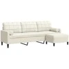 Trivietė sofa su pakoja, kreminės spalvos, 210cm, aksomas