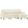 Trivietė sofa su pakoja, kreminės spalvos, 180cm, aksomas