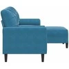 Trivietė sofa su pakoja, mėlynos spalvos, 180cm, aksomas