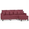 Trivietė sofa su pakoja, raudonojo vyno spalvos, 180cm, audinys