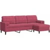 Trivietė sofa su pakoja, raudonojo vyno spalvos, 210cm, aksomas