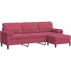 Trivietė sofa su pakoja, raudonojo vyno spalvos, 210cm, aksomas