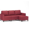 Trivietė sofa su pakoja, raudonojo vyno, 180cm, dirbtinė oda