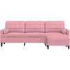 Trivietė sofa su pakoja, rožinės spalvos, 210cm, aksomas