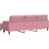 Trivietė sofa su pakoja, rožinės spalvos, 210cm, aksomas