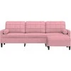 Trivietė sofa su pakoja, rožinės spalvos, 210cm, aksomas