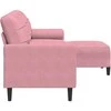 Trivietė sofa su pakoja, rožinės spalvos, 210cm, aksomas